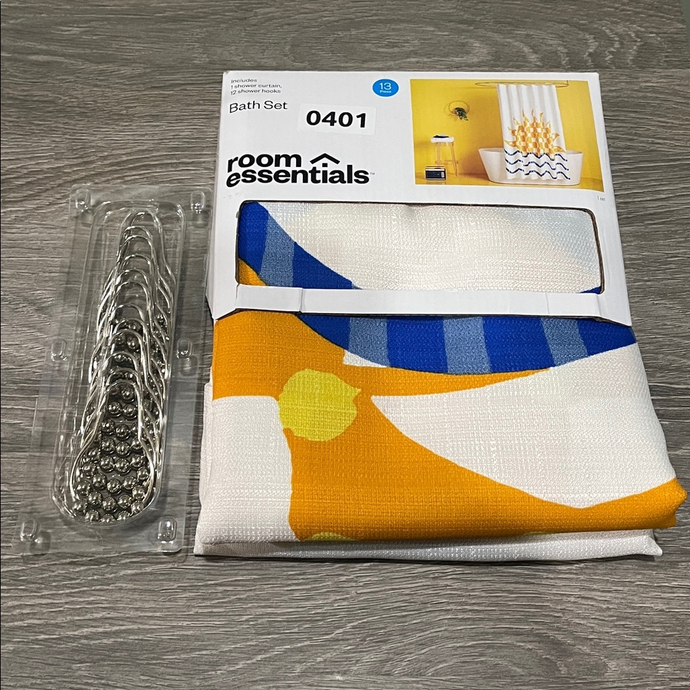 NIP Room Essentials Blue and Orange Curtain Set - Picture 2 of 6